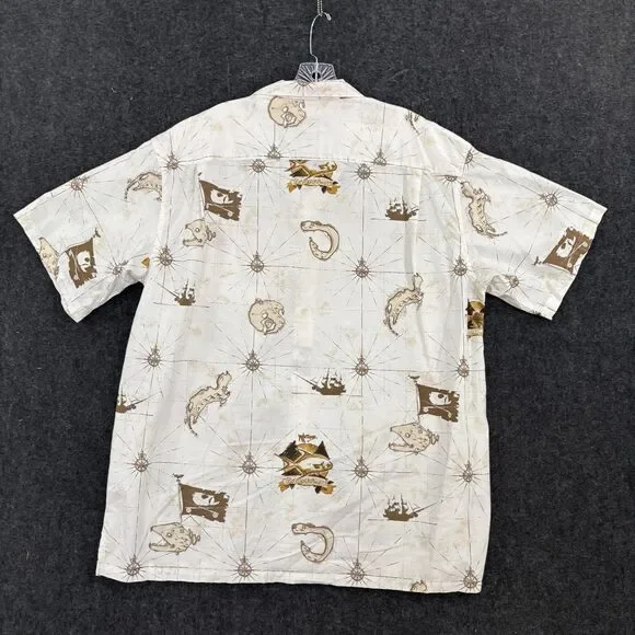 Columbia River Lodge Shirt Men's XL White Pirate Treasure Map Nautical Print - Picture 3 of 7